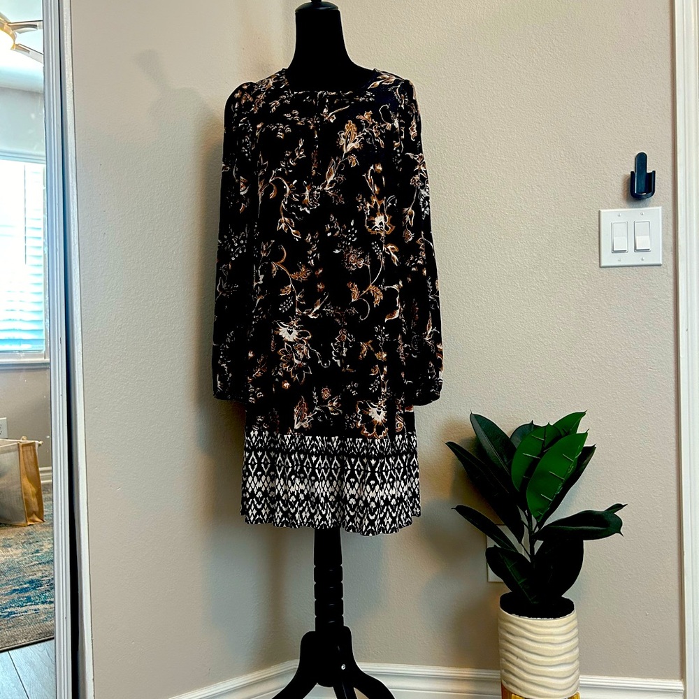 Boho long sleeve knee length dress